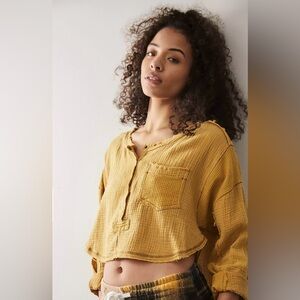 Out From Under Johnny Woven Mustard Henley Top
Size S
